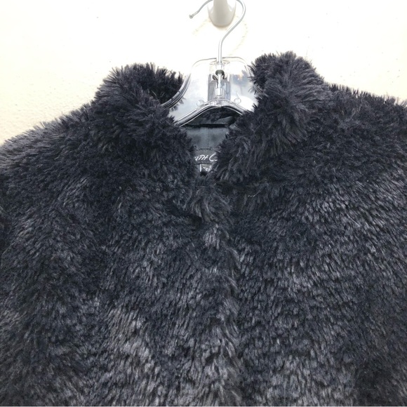 Kenneth Cole NY W Size S Black Long Sleeve Faux Fur Coat with Stand-up Collar - Picture 3 of 8
